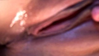 Beautiful busty brunette masturbates naked on the bed