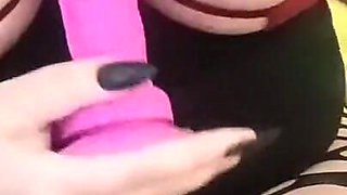 Horny MILF Fucks Pussy with Big Dildo Orgasms in Sexy Pantyhose