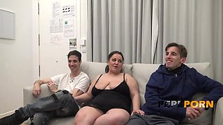 Celeste the happy widow is even happier when she blows dicks - Big tits brunette mom bbw in amateur threesome hardcore