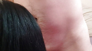 Blowjob from mature girlfriend with deep throat and cum swallowing