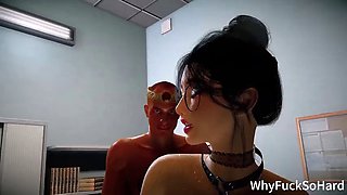 3D Sexy Doctor Naked Her Huge Boobs Teasing the Big Cock to Fuck Her Pussy