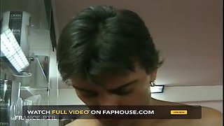 A Dirty Blonde Is Getting Fucked By Two Perverts In A Sex Shop