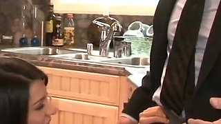 Wonderful girl having nice sex in the kitchen