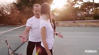 Abrill Gerald + beautiful baretta do the tennis coach