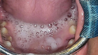 Throat Fuck with Open Mouth Gag and Spit Cum in Mouth