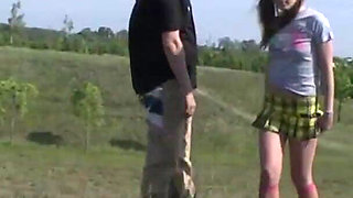 Teen babe fucked in the open field