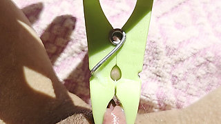 Inserting a Small Cup Into the Wet Pussy