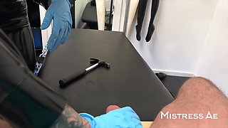 Hammering His Balls to the Wood Board, Fucking That Dick & Pissing on It (pov)