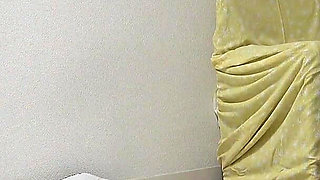 Girls-only Apartment in Japan, a Girl Cleaning in Apron Style Miniskirt Uniform, Thong Wedgie Panties, and White Socks