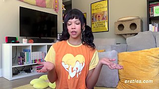 Cute Angel In Cute Girl Practices Shibari While Using A Glass Dildo
