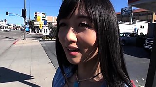 Asian amateur gives outdoor blowjob