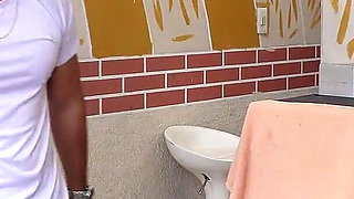 Eating the Neighbor, a Hot Busty with a Pink Pussy, While the Cuckold Travels