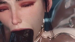 Madruga3d Intense Hardcore Sex: Busty White Woman with Tight Ass Passionately Fucked by Massive Black Cock, Deep Throat