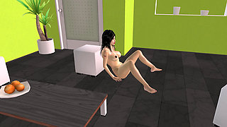 3D Animated Sex Videos Gorgeous Asian Babe Masturbates with a Cucumber at the Gym