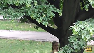 Hunt4k. impressive blondie dollface gives facehole, pussy, and ass