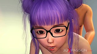 Japanese amateur teen nerd college girl in glasses getting fucked in the candy room