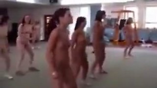 Nudist girls in gym