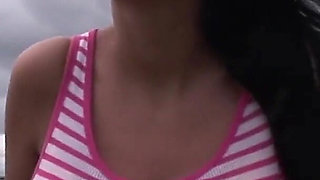 Bella Bares Her Huge Tits and More Around Tampa