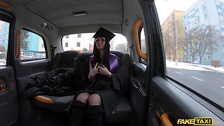 University Graduate Strips Off Her Robes - big ass brunette student in stockings Melany Mendes fucked in car