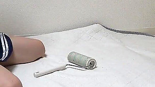 A Japanese Girl in Wedgie Thong Panties Cleans Her Apartment While Repeatedly Fixing Her Big Tits That Stick Out of Her T-shirt