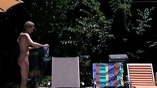 Monica Caught Naked in the Pool