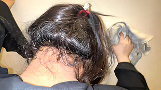 Abaya & Hijab Big Ass & Big Boobs Arab Hot Maid Clean My Room & I start Handjob By see her big ass and huge boobs