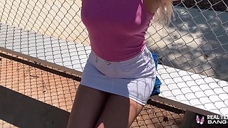 Slutty teen Blonde Harley King wants some outdoor fingering before rough fuck