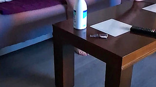 Demona gives herself cream and spreads her legs to show us her hairy pussy