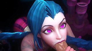 Busty Jinx from League of Legends Gets Anal and Blowjob - 3D Rule 34 Sex