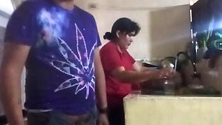 Fucking the Maid in the Kitchen When My Wife Is in the Living Room