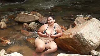Lexly_16 Outdoor River Fuck with Big Dick Stranger - Latina Blowjob and Cum on Pussy