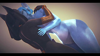 Furry Hentai Pokemon - Glaceon Hardsex with Anubis the Dog - Japanese Asian Manga Anime Film Game Porn