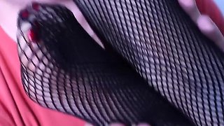 Office Foot Worship with Sexy Anita's Pantyhose and High Heels