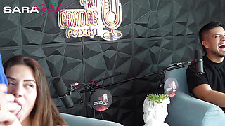 TV Interview Ends Really Bad, Blowjob And A Lot Of Cum - SARA BLONDE
