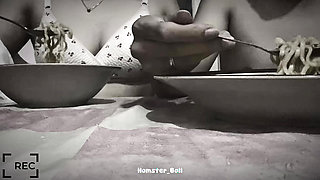 Handjob at Noodle Restaurant with Tinder Girlfriend, Outdoor!!!