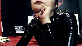 Latex slut solo anal masturbation