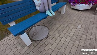 Outdoor Blowjob with New Strange Girl Near the Supermarket Ended in Shower