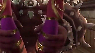 Redhead Elf smashed by an Orc Warlord: Warcraft Parody