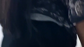 Walking on the Stairs to Show off Breasts
