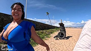 Thick Brazilian's Beach POV Ignites Brunette Oral Heat