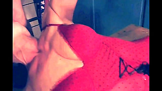 Hot MILF in Red Lingerie Fisted and Ass Fucked with Big Black Dildo