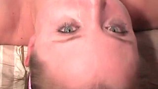 Pink had her hot throat penetrated as he plugged his cock down the back of it