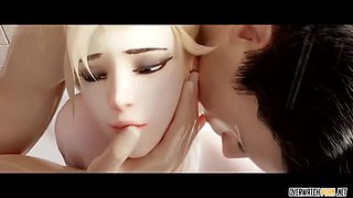 Hot blonde busty 3D Overwatch hero, getting her pussy smashed hard