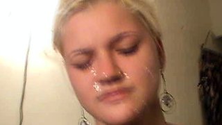 Amateur facial on teen with glasses