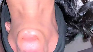 POV - Face fuck Indian Muslim girl with big boobs get thick cock deep throat and cum swallow - desi bhabhi aunty big tits