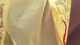 Teasing Rubbing My Pussy Pissing in Sexy Yellow Underwear