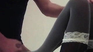 MILF Takes Cock in All Three Holes with Cumshot on Her Pantyhose
