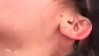Horny brunette gets banged by three guys