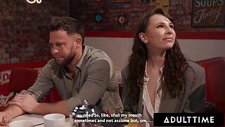 ADULT TIME - College Girl Liz Jordan Enjoys RISKY PUBLIC SUCK  FUCK With Older Date At Restaurant!