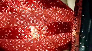 Beautiful aunty in red blouse
